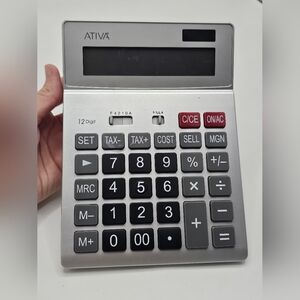 Ativa Silver and Black Desktop Calculator